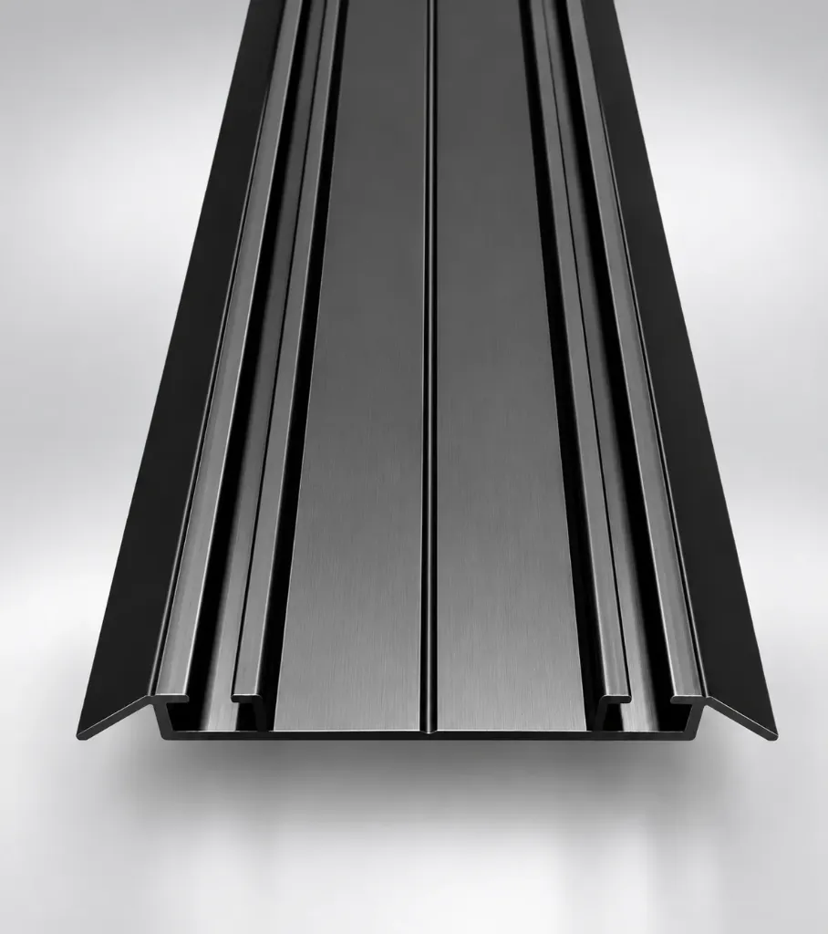 Slim System - Double Bottom Track Aluminum Profile for Sliding Door  (Matt Black)